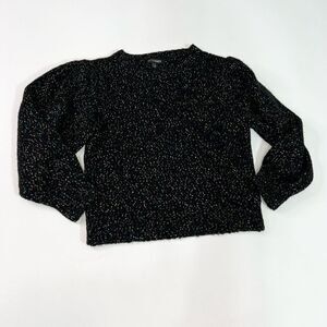 Intermix Wool Blend Sweater Womens Medium Tight Speckled Knit Puff Sleeve